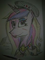 Size: 960x1280 | Tagged: safe, artist:lawrencexviii, character:princess cadance, species:anthro, military uniform