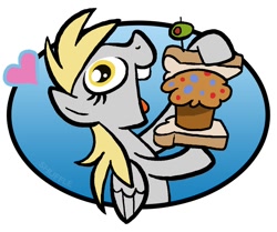 Size: 900x751 | Tagged: safe, artist:shuffle001, character:derpy hooves, species:pegasus, species:pony, female, mare, muffin, sandwich, solo, that pony sure does love muffins