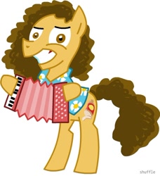Size: 500x549 | Tagged: safe, artist:shuffle001, species:earth pony, species:pony, accordion, hilarious in hindsight, male, musical instrument, ponified, weird al yankovic