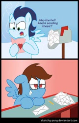 Size: 257x400 | Tagged: safe, artist:sketchymouse, character:soarin', oc, gay, love letter, love letters, mailbox, male, needs more jpeg
