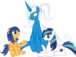 Size: 4097x3075 | Tagged: safe, artist:somashield, character:flash sentry, character:shining armor, oc, flare warden, gleaming shield, rule 63