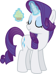 Size: 5000x6559 | Tagged: safe, artist:meteor-spark, character:rarity, absurd resolution, cupcake, female, magic, simple background, solo, transparent background, vector