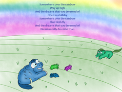 Size: 1024x768 | Tagged: safe, artist:big baybeh, fluffy pony, fluffy pony foals, poem, rainbow, somewhere over the rainbow, the wizard of oz