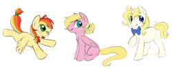 Size: 1200x500 | Tagged: safe, artist:the-chibster, oc, oc only, parent:applejack, parent:fluttershy, parent:rainbow dash, parent:rarity, parents:appledash, parents:appleshy, parents:rarijack, species:pegasus, species:pony, species:unicorn, bow, colt, filly, fluffy, flying, freckles, hubbyjack, magical lesbian spawn, male, offspring, open mouth, sitting, smiling