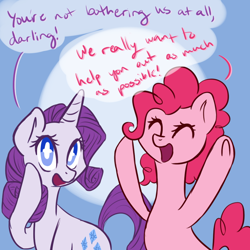 Size: 1000x1000 | Tagged: safe, artist:rastaquouere69, character:pinkie pie, character:rarity, answer, ask rarity and pinkie