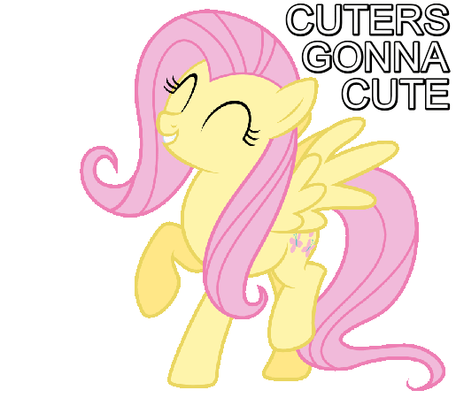 Size: 515x450 | Tagged: safe, artist:vulthuryol00, character:fluttershy, episode:filli vanilli, g4, my little pony: friendship is magic, animated, caption, cute, dancing, eyes closed, female, grin, happy, haters gonna hate, shyabetes, simple background, smiling, solo, spread wings, transparent background, wings