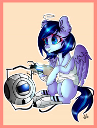 Size: 2882x3801 | Tagged: safe, artist:sunshineapple, oc, clothing, crossover, portal 2, wheatley