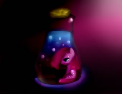 Size: 900x700 | Tagged: safe, artist:pipomanager-mimmi, character:pinkamena diane pie, character:pinkie pie, bottle, female, micro, pony in a bottle, solo, water
