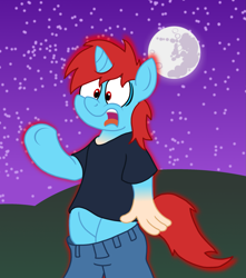 Size: 2027x2288 | Tagged: safe, artist:sketchymouse, oc, oc only, species:pony, species:unicorn, full moon, human to pony, moon, rule 63, transformation, transgender transformation, were-pony