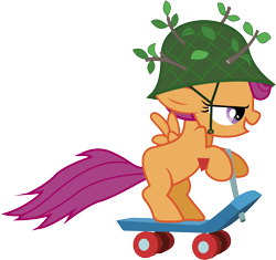 Size: 6000x5639 | Tagged: safe, artist:lightningtumble, character:scootaloo, species:pegasus, species:pony, absurd resolution, camo helmet, female, filly, profile, scooter, simple background, solo, transparent background, vector