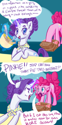 Size: 1000x2000 | Tagged: safe, artist:rastaquouere69, character:pinkie pie, character:rarity, ship:raripie, alternate hairstyle, ask rarity and pinkie, comic, female, lesbian, picnic, pinkie logic, shipping