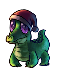 Size: 300x400 | Tagged: safe, artist:stupjam, character:gummy, clothing, hat, male, pet, santa hat, solo