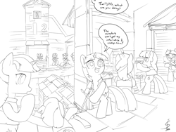 Size: 1600x1200 | Tagged: safe, artist:stupjam, character:twilight sparkle, book, book fort, book town, bookhorse, clones, crossover, monochrome, multeity, sniper, sparkle sparkle sparkle, team fortress 2, that pony sure does love books, twilight sniper