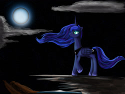 Size: 3200x2400 | Tagged: safe, artist:bluenight01, character:princess luna, species:alicorn, species:pony, female, moon, night, night sky, sky, solo