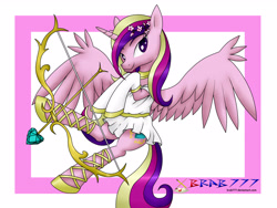 Size: 2560x1920 | Tagged: safe, artist:brab777, character:princess cadance, species:alicorn, species:pony, arrow, bow (weapon), bow and arrow, clothing, cupid, cupidance, cute, cutedance, female, holiday, looking at you, princess of love, solo, valentine's day