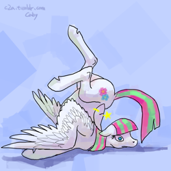 Size: 1000x1000 | Tagged: safe, artist:cabyowl, character:blossomforth, species:pony, backbend, chest stand, contortionist, flexible, silly, silly pony