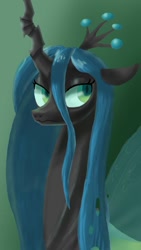 Size: 600x1067 | Tagged: safe, artist:miracle32, character:queen chrysalis, species:changeling, bust, changeling queen, female, gradient background, portrait, solo
