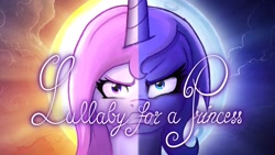 Size: 1280x720 | Tagged: safe, artist:warpout, character:princess celestia, character:princess luna, angry, animated at source, floppy ears, glare, gritted teeth, looking at you, lullaby for a princess, moon, pink-mane celestia, s1 luna, sun, title card, video at source, younger, youtube link