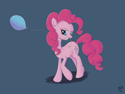 Size: 1024x768 | Tagged: safe, artist:replacer808, character:pinkie pie, balloon, female, mouth hold, solo