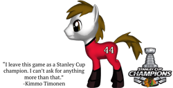Size: 1218x618 | Tagged: safe, artist:j4lambert, 3d, barely pony related, chicago blackhawks, hockey, kimmo timonen, nhl, ponified, ponylumen, stanley cup