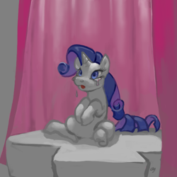 Size: 500x500 | Tagged: safe, artist:cabyowl, character:rarity, species:pony, species:unicorn, crying, female, mare, sitting, solo