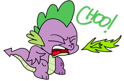 Size: 1024x673 | Tagged: safe, artist:anyponedrawn, character:spike, species:dragon, fire, jumping, male, sneezing