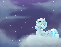 Size: 3300x2550 | Tagged: safe, artist:quila111, oc, oc only, oc:snowdrop, cloud, cloudy, snow, snowfall