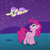 Size: 512x512 | Tagged: safe, artist:ilonis, artist:quasdar, edit, screencap, character:alula, character:pinkie pie, character:pluto, flying, night, pluto, pun