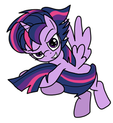 Size: 946x1024 | Tagged: safe, artist:anyponedrawn, character:twilight sparkle, character:twilight sparkle (alicorn), species:alicorn, species:pony, alternate hairstyle, eager, female, mare, punklight sparkle, solo, tail, wings
