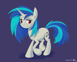 Size: 1280x1024 | Tagged: safe, artist:replacer808, character:dj pon-3, character:vinyl scratch, chest fluff, ear fluff, female, shadow, signature, solo