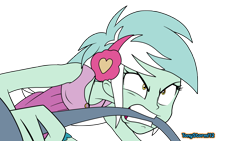 Size: 4820x2710 | Tagged: safe, artist:tonystorm12, character:lyra heartstrings, episode:all's fair in love & friendship games, equestria girls:friendship games, g4, my little pony: equestria girls, my little pony:equestria girls, absurd resolution, angry, barbell, bending, clothing, female, headphones, jewelry, necklace, pendant, show accurate, signature, simple background, solo, transparent background