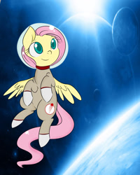 Size: 1024x1280 | Tagged: safe, artist:tokipeach, character:fluttershy, species:pegasus, species:pony, g4, astronaut, female, solo, space, space suit