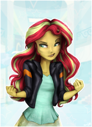 Size: 860x1183 | Tagged: safe, artist:alicjaspring, character:sunset shimmer, equestria girls:friendship games, g4, my little pony: equestria girls, my little pony:equestria girls, canterlot high, clothing, deleted scene, female, leather jacket, solo
