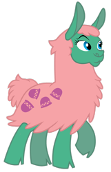 Size: 900x1400 | Tagged: safe, artist:sunley, g1, g4, cha cha, cloven hooves, female, g1 to g4, generation leap, llama, raised hoof, simple background, solo, transparent background