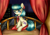 Size: 3507x2480 | Tagged: safe, artist:nika191319, character:coco pommel, species:earth pony, species:pony, episode:made in manehattan, g4, my little pony: friendship is magic, ascot, balcony, city, curtains, cutie mark, female, flower, flower in hair, mare, night, sitting, skyscraper, smiling, solo