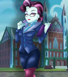 Size: 770x870 | Tagged: safe, artist:nevera573, character:principal abacus cinch, equestria girls:friendship games, g4, my little pony: equestria girls, my little pony:equestria girls, beauty mark, clothing, cougar, crystal prep academy, ear piercing, earring, female, jewelry, lipstick, makeup, pencil skirt, piercing, quill, quill pen, skirt, smoke, solo, stupid sexy cinch
