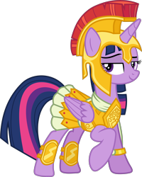 Size: 6000x7490 | Tagged: safe, artist:gamemasterluna, character:twilight sparkle, character:twilight sparkle (alicorn), species:alicorn, species:pony, episode:scare master, g4, my little pony: friendship is magic, .svg available, absurd resolution, armor, armor skirt, athena sparkle, clothing, costume, cute, female, inkscape, mare, nightmare night, nightmare night costume, raised hoof, rome, simple background, skirt, solo, transparent background, vector