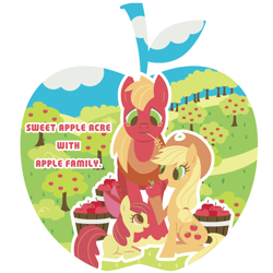 Size: 800x800 | Tagged: safe, artist:yousukou, character:apple bloom, character:applejack, character:big mcintosh, species:earth pony, species:pony, male, pixiv, stallion