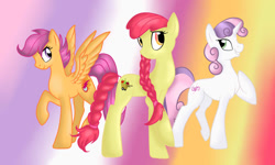 Size: 1024x615 | Tagged: safe, artist:nevera573, character:apple bloom, character:scootaloo, character:sweetie belle, alternate cutie mark, cutie mark crusaders, older