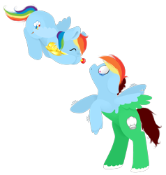 Size: 1833x1929 | Tagged: safe, artist:lucky-jacky, character:rainbow dash, oc, oc:northern haste, assimilation, clone, commission, crying, northash, simple background, transformation, transparent background, twinning