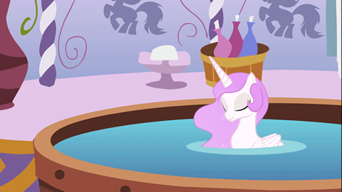 Size: 480x270 | Tagged: safe, artist:duo cartoonist, character:princess celestia, species:alicorn, species:pony, animated, ask, bath, bathing, bubble, cute, cutelestia, eyes closed, fart, female, frown, pink mane, pink-mane celestia, relaxing, smiling, solar wind, solo, spa, swanlestia, tumblr, wide eyes