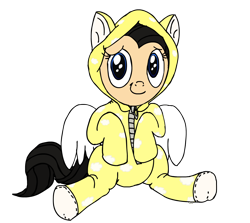 Size: 1400x1250 | Tagged: safe, artist:baratus93, oc, oc only, oc:sky weaver, species:pegasus, species:pony, cute, footed sleeper, looking at you, ocbetes, simple background, smiling, transparent background