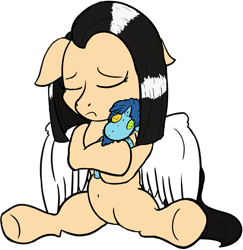 Size: 749x772 | Tagged: safe, artist:baratus93, oc, oc only, oc:sky weaver, species:pegasus, species:pony, belly button, doll, sad, simple background, toy, transparent background