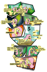 Size: 1024x1553 | Tagged: safe, artist:sneshneeorfa, character:fluttershy, comic, female, gas mask, lightning, oil, parody, so many wonders, solo, song, toxic waste