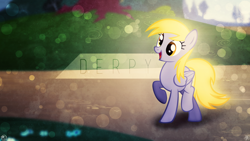 Size: 1920x1080 | Tagged: safe, artist:dj-applej-sound, artist:kinetic-arts, artist:nabbiekitty, character:derpy hooves, species:pegasus, species:pony, collaboration, female, happy, mare, solo, vector, wallpaper