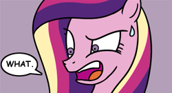 Size: 619x335 | Tagged: safe, artist:atomic-chinchilla, character:princess cadance, cropped, female, reaction image, solo, sweat
