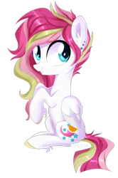 Size: 729x1095 | Tagged: safe, artist:sevedie, oc, oc only, species:pegasus, species:pony, cute, ear fluff, ear piercing, looking back, piercing, simple background, smiling, solo, transparent background, unshorn fetlocks, watermark