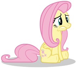 Size: 10000x8874 | Tagged: safe, artist:gratlofatic, character:fluttershy, species:pegasus, species:pony, absurd resolution, female, frown, lip bite, mare, simple background, sitting, solo, transparent background, underhoof, vector