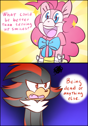 Size: 1200x1700 | Tagged: safe, artist:hoshinousagi, character:pinkie pie, can you spare a dime?, comic, crossover, reference, shadow the hedgehog, sonic the hedgehog (series), spongebob squarepants