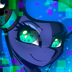 Size: 1024x1024 | Tagged: safe, artist:mimtii, character:princess luna, commission, female, headphones, solo, watermark
